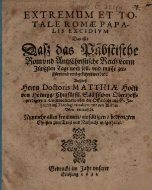 Extremum et Totale Romae Papalis Excidium
