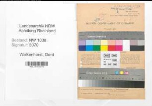 Entnazifizierung Gerd Walkenhorst , geb. 05.05.1912 (Angestellter)