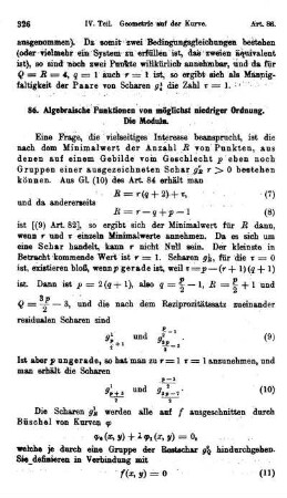 86. Algebraische Funktionen von möglichst niedriger Ordnung. Die Moduln