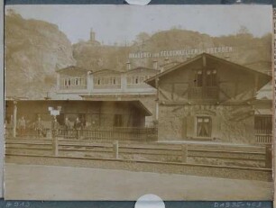 Ansicht der Felsenkellerbrauerei gegenüber der alten Eisenbahn Haltestelle "Plauen" im Plauenschen Grund