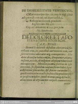 Cap. XVIII. De Dolore Et Apostematibus Stomachi