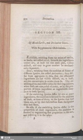 Section XII. Of Mixed Earths, and Derivative Stones. With Supplemental Observations