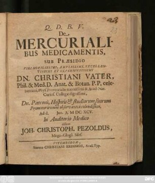 De Mercurialibus Medicamentis