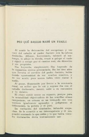 Por qué Basilio mató un fraile