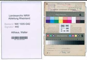 Entnazifizierung Walter Althaus , geb. 16.04.1902 (Kuerschner)