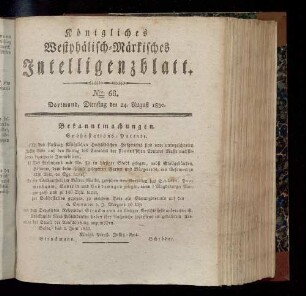 Königliches westphälisch-märkisches Intelligenzblatt. 1817-1833