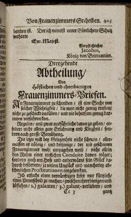 Dreyzehende Abtheilung/ Von Höflichen und ehrerbietigen Frauenzimmers-Briefen