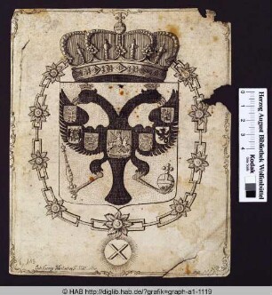 Darstellung eines Wappens: Krone, Doppeladler