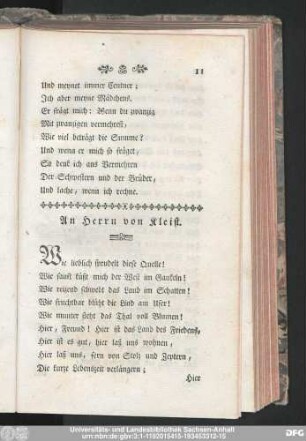 An Herrn von Kleist.