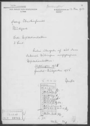Dußlingen-Stockach: Pfarrbericht 1956