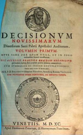 Decisiones novissimae Sacri Palatii Apostolis, 1