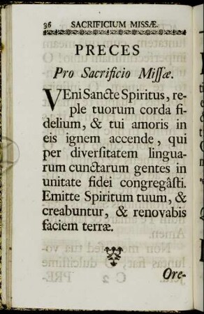 Preces pro Sacrificio missæ. - Oratio Devotissima ad Jesum.