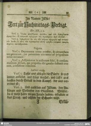 [Nachmittags-Predigt. Ebr. XII, 1. 2]