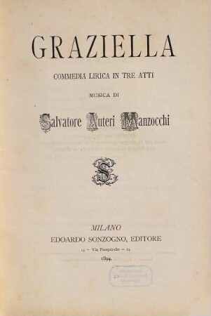 Graziella : commedia lirica in tre atti