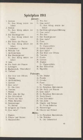 Spielplan 1911