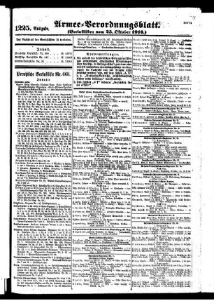 1225.Ausgabe. Mittwoch, 25. Oktober 1916
