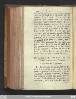 Ceremonies Profanes Et Divertissemens Publics