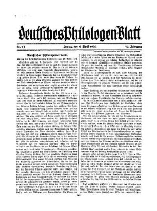 Preußischer Philologenverband : Sitzung des Geschäftsführenden Vorstandes vom 18. März 1932