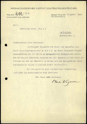 M. Wegner an G. Karo