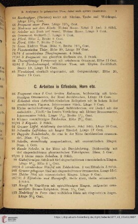 C. Arbeiten in Elfenbein, Horn etc.