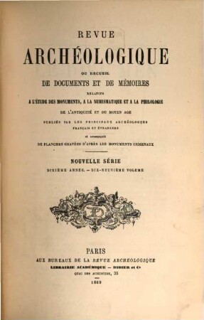 Revue archéologique. 19 = A. 10. 1869