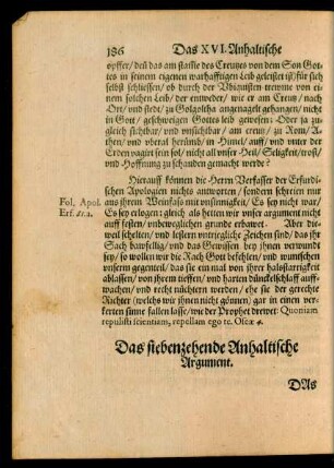 Das siebenzehende Anhaltische Argument.