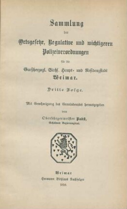 Bd. 3: Dritte Folge : mit Genehmigung des Gemeinderathes