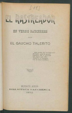 El rastreador : en versos gauchescos