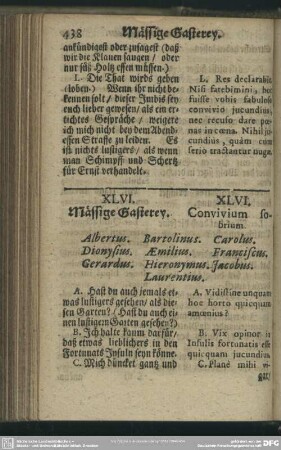 XLVI. Mässige Gasterey