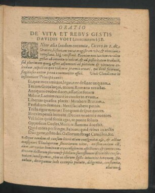 Oratio De Vita Et Rebus Gestis Davidis Voiti