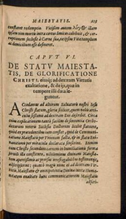 Caput VI. De Statu Maiestatis, De Glorificatione Christi ...