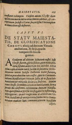 Caput VI. De Statu Maiestatis, De Glorificatione Christi ...