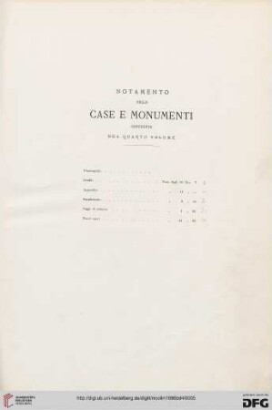 Notamento delle case e monumenti contenute nel quarto volume