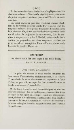 Construction des points de contact d'un cercle tangent à trois cercles donnés.