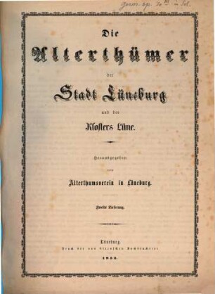 Die Alterthümer der Stadt Lüneburg und des Klosters Lüne, 2. 1854