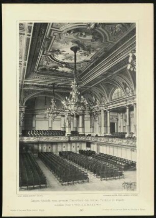 Tafel 50. Innere Ansicht vom grossen Concertsaal der Neuen Tonhalle in Zürich. Architekten: Fellner & Helmer