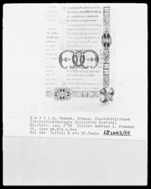 Psalter Ludwigs des Deutschen — Initiale M und Bordüre, Folio 40verso