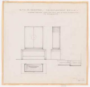 Reichsluftfahrtministerium, Berlin: Ruheraum Oberstleutnant Bruch Q1R (4. OG): Schrank Ansichten, Grundriss, Detail