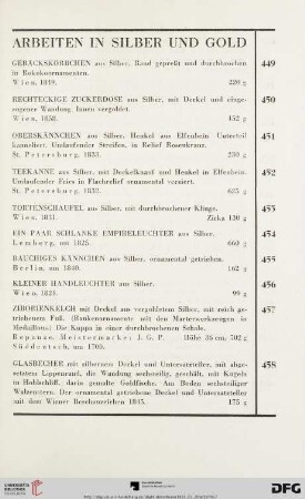 Arbeiten in Silber und Gold (Nr. 449-502)