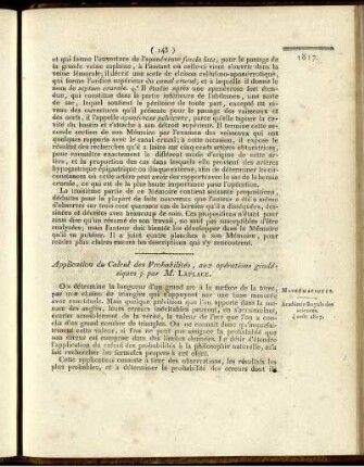 Application du Calcul des Probabilités, aux opérations géodésiques