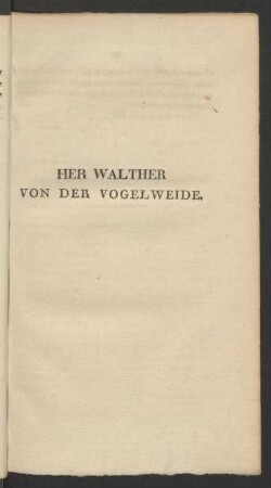 Her Walther Von Der Vogelweide.