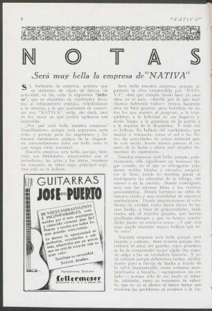 Notas - Será muy bella la empresa de "Nativa"