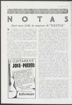 Notas - Será muy bella la empresa de "Nativa"