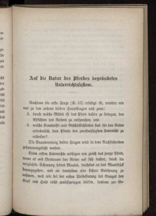 Auf die Natur des Pferdes begründetes Unterrichtssystem