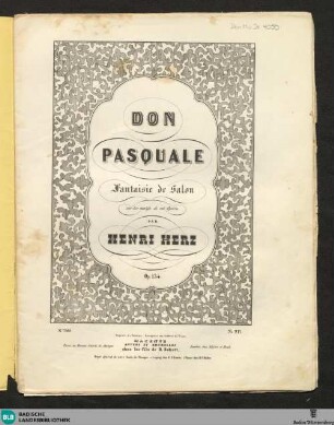 Don Pasquale : fantaisie de salon sur les motifs de cet opéra; Op. 134