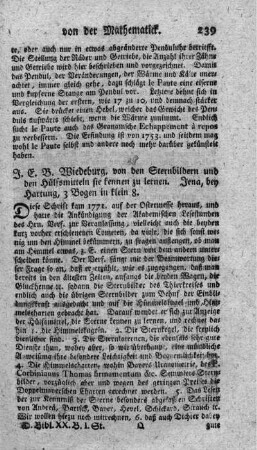Von den Sternbildern und den Hülfsmiteln sie kennen zu lernen.