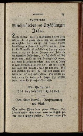 Lehrreiche Gleichnißreden und Erzählungen Jesu.
