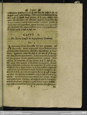 Caput V. De Nova Causa in acquisitione Dominii