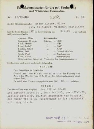 Stahn, Alwine