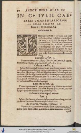 In Gaii Iulii Caesaris Commentariorum De Bello Gallico Henrici Glareani Annotationes In Librum II